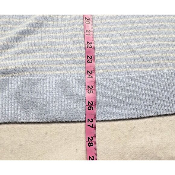 BANANA REPUBLIC Women Cashmere Sweater Size L Blue White Stripe V Neck 61-2 - Picture 9 of 9